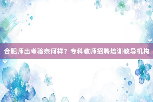 合肥师出考验奈何样？专科教师招聘培训教导机构