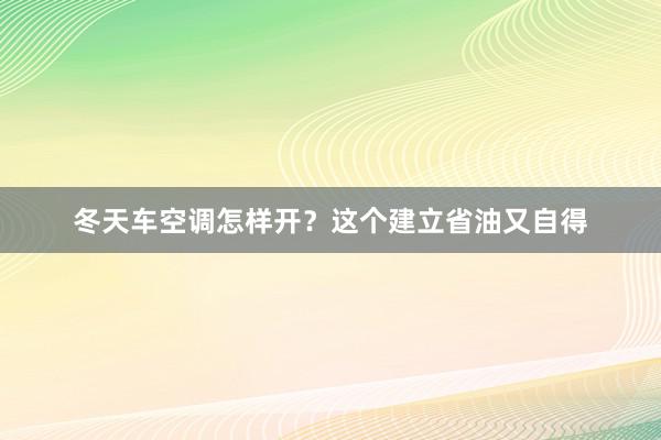 冬天车空调怎样开？这个建立省油又自得