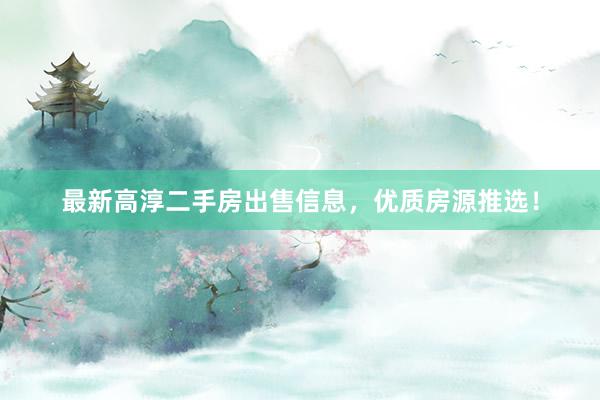 最新高淳二手房出售信息，优质房源推选！