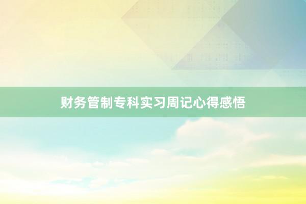财务管制专科实习周记心得感悟