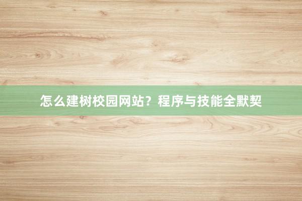 怎么建树校园网站？程序与技能全默契
