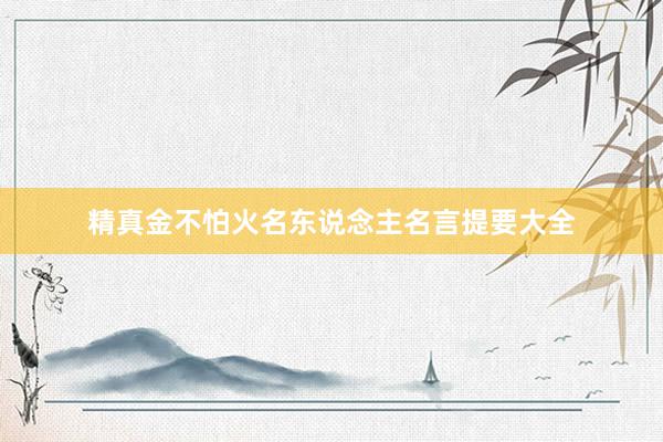 精真金不怕火名东说念主名言提要大全